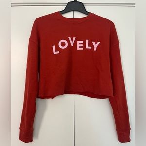 Burnt Orange Cropped “Lovely” Long Sleeve Sweatshirt